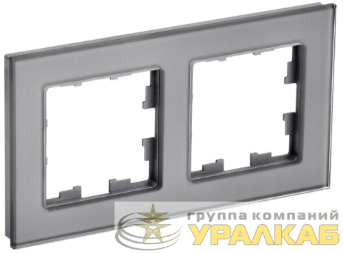 Рамка 2-м BRITE РУ-2-2-БрСе стекло сер. IEK 