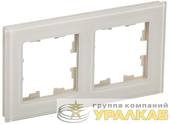 Рамка 2-м BRITE РУ-2-2-БрВа стекло ванильн. IEK 