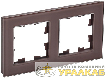 Рамка 2-м BRITE РУ-2-2-БрТБ стекло темн. бронза IEK 