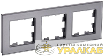 Рамка 3-м BRITE РУ-3-2-БрСе стекло сер. IEK 
