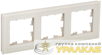 Рамка 3-м BRITE РУ-3-2-БрВа стекло ванильн. IEK 