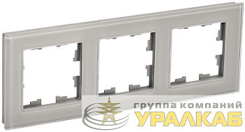 Рамка 3-м BRITE РУ-3-2-БрД стекло дым. IEK 