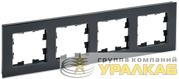 Рамка 4-м BRITE РУ-4-2-БрЧ стекло черн. IEK 