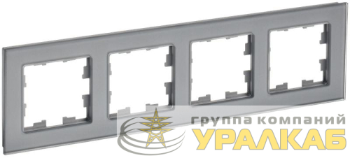 Рамка 4-м BRITE РУ-4-2-БрСе стекло сер. IEK 