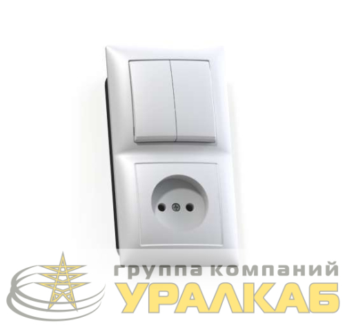 Блок СП БКВР-409 Селена (2-кл. выкл. + розетка) бел. Кунцево 