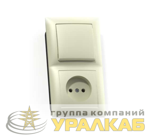 Блок СП БКВР-408 Селена (1-кл. выкл. + розетка) сл. кость Кунцево 