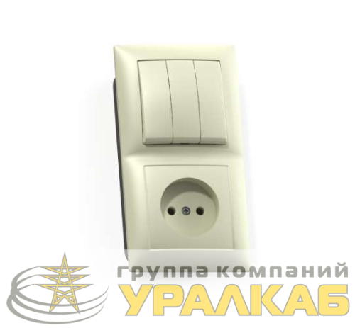Блок СП БКВР-410 Селена (3-кл. выкл. + розетка) сл. кость Кунцево 