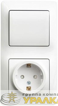 Блок комбинированный Glossa (розетка защ. шторки с заземл.+ 1-кл. выкл.) бел. SE 