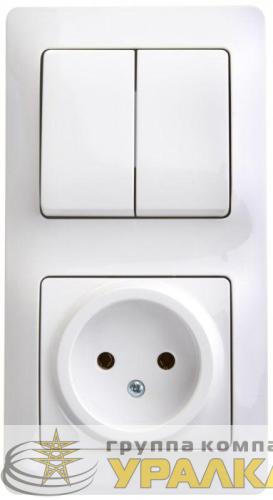 Блок комбинированный Glossa (розетка + 2-кл. выкл.) бел. SE 