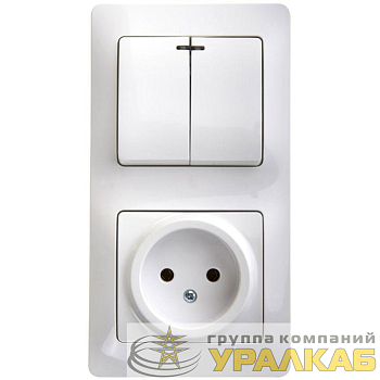 Блок комбинированный Glossa (розетка + 2-кл. выкл. с подсветкой) бел. SE 