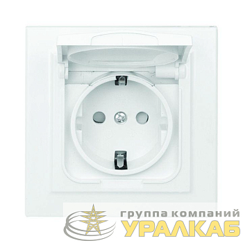 Розетка 1-м СП Минск 16А IP44 с заземл. защ. шторки с крышкой бел. EKF 