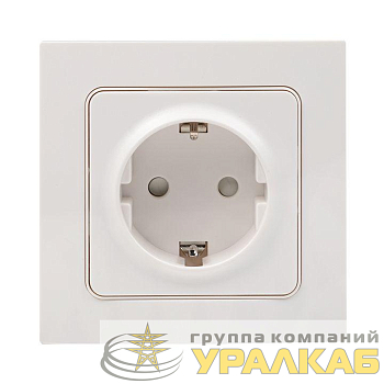 Розетка 1-м СП Стокгольм 16А IP20 с заземл. защ. шторки бел. PROxima EKF 