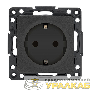 Розетка 1-м СП Стокгольм 16А IP20 с заземл. защ. шторки механизм черн. PROxima EKF 