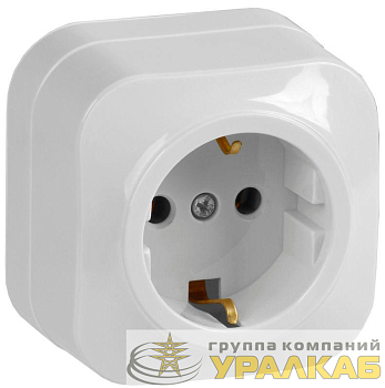 Розетка 1-м ОП GLORY РС20-3-ХБ 16А с заземл. бел. IEK 