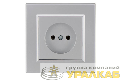 Розетка 1-м СП Karea 10А IP20 б/з сереб. Makel 