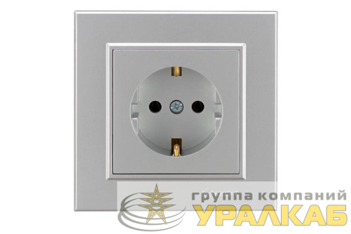Розетка 1-м СП Karea 16А IP20 с/з сереб. Makel 