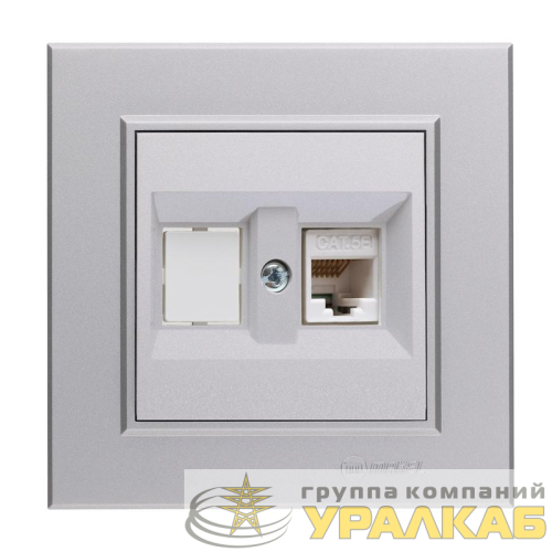 Розетка компьютерная+гнездо СП Karea 16А IP20 CAT 5 сереб. Makel 