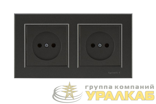 Розетка 2-м СП Karea 10А IP20 б/з дым. металлик Makel 