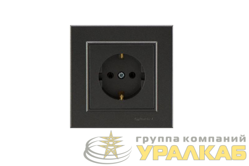 Розетка 1-м СП Karea 16А IP20 с/з дым. металлик Makel 