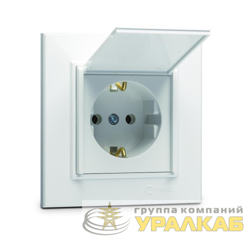 Розетка с/з и крышкой (Керамика) СП Karea 16А IP20 бел. Makel 