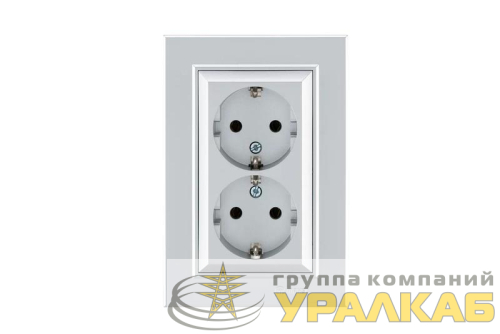 Розетка 2-я с/з СП Karea 16А IP20 серебр. Makel 