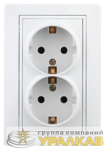 Розетка 2-м СП Plano 1-205-01 16А IP20 250В 2х2P+E Schuko бел. Intro 