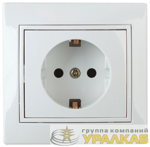 Розетка 1-м СП Plano 1-202-01 16А IP20 250В 2P+E Schuko бел. Intro 