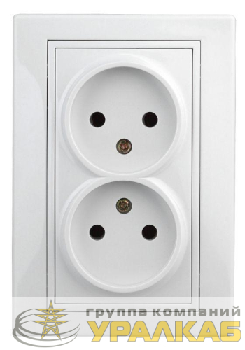 Розетка 2-м СП Plano 1-204-01 16А IP20 250В 2х2P бел. Intro 