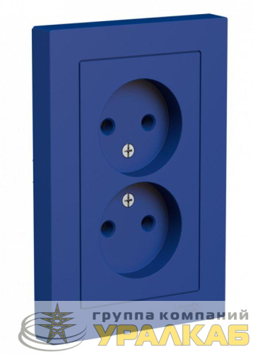 Розетка 2-м AtlasDesign 16А без заземл в сборе аквамарин SE 