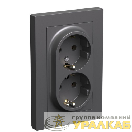 Розетка двойная AtlasDesign с заземл. 16А в сборе базальт SE 