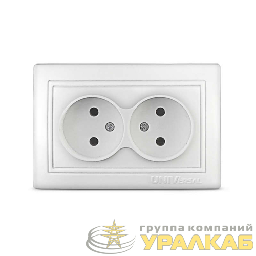 Розетка 2-м СП Севиль 16А IP20 без заземл. бел. UNIVersal 