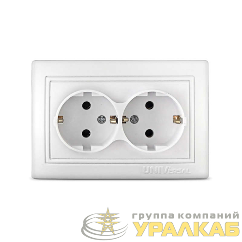 Розетка 2-м СП Севиль 16А IP20 с заземл. бел. UNIVersal 