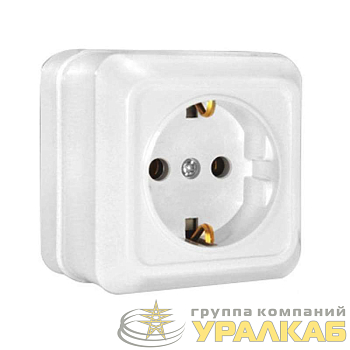 Розетка 1-м ОП Олимп 16А IP20 с заземл. бел. UNIVersal 