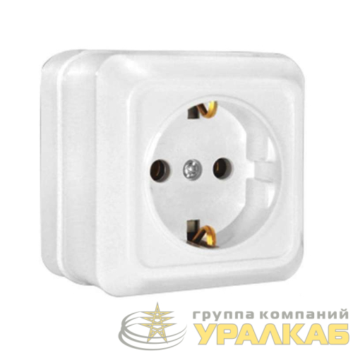 Розетка 1-м ОП Олимп 16А IP20 с заземл. бел. UNIVersal 
