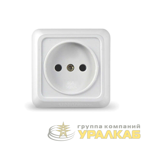 Розетка 1-м ОП Олимп 16А IP20 без заземл. бел. UNIVersal 