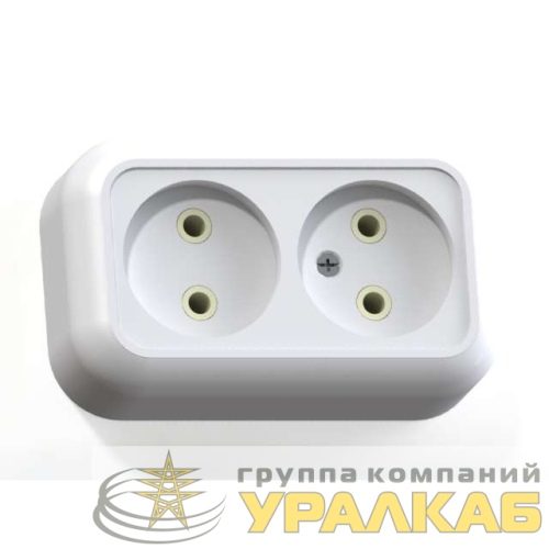 Розетка 2-м ОП Валентина РА10-382 10А IP20 бел. Кунцево 