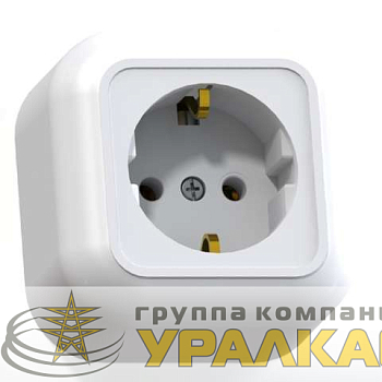 Розетка 1-м ОП Валентина РА16-638 16А IP20 с заземл. бел. Кунцево 