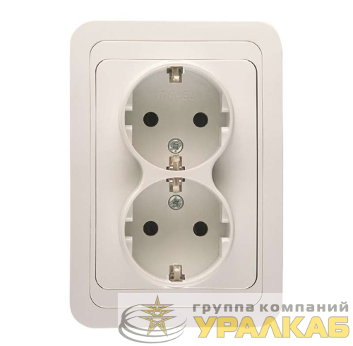 Розетка 2-м СП Mimoza 16А IP20 с заземл. бел./бел. Makel 