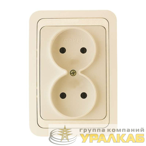 Розетка 2-м СП Mimoza 16А IP20 без заземл. крем./крем. Makel 