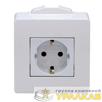Коробка 1-м ОП PDD-N60 16А IP00 с заземл. с силовой роз. BRAVA 2мод. бел. DKC 