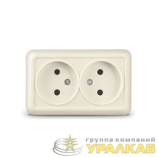 Розетка 2-м ОП Олимп 16А IP20 без заземл. сл. кость UNIVersal 