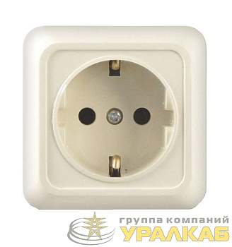 Розетка 1-м ОП Олимп 16А IP20 с заземл. сл. кость UNIVersal 