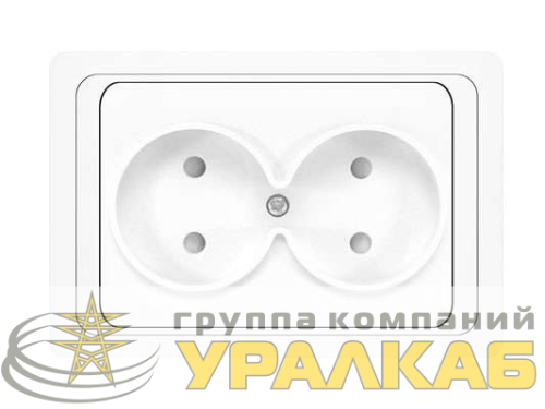Розетка 2-м СП Валери 16А IP20 без заземл. защ. шторки бел. UNIVersal 