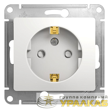 Розетка 1-м СП Glossa 16А IP20 с заземл. защ. шторки механизм бел. SE 