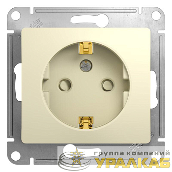 Розетка 1-м СП Glossa 16А IP20 с заземл. защ. шторки механизм беж. SE 