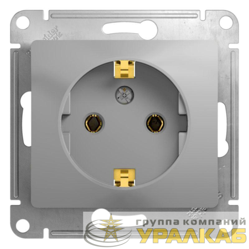 Розетка 1-м СП Glossa 16А IP20 с заземл. механизм алюм. SE 