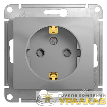 Розетка 1-м СП Glossa 16А IP20 с заземл. защ. шторки механизм алюм. SE 