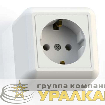 Розетка 1-м ОП Оптима РА16-376 16А IP20 с заземл. с монтаж. пластиной бел. Кунцево 