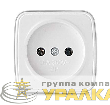 Розетка 1-м ОП Электра 10А IP20 без заземл. бел. Союз 