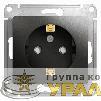 Розетка 1-м СП 1мод. Glossa 16А IP20 с заземл. защ. шторки механизм антрацит SE 